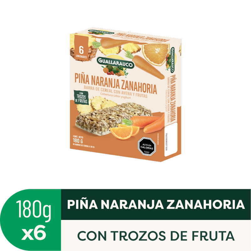 Barra de Cereal Piña Naranja Zanahoria x6 – Guallarauco